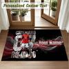 Crystal Velvet Square Rug Custom NameCristiano Ronaldo Pattern Non Slip Home Floor Decor Rug