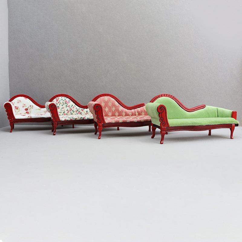 1:12 Dollhouse European Style Chaise Lounge, Ornate Vintage Sofa for Miniature Room, Dollhouse Furniture Scene Prop