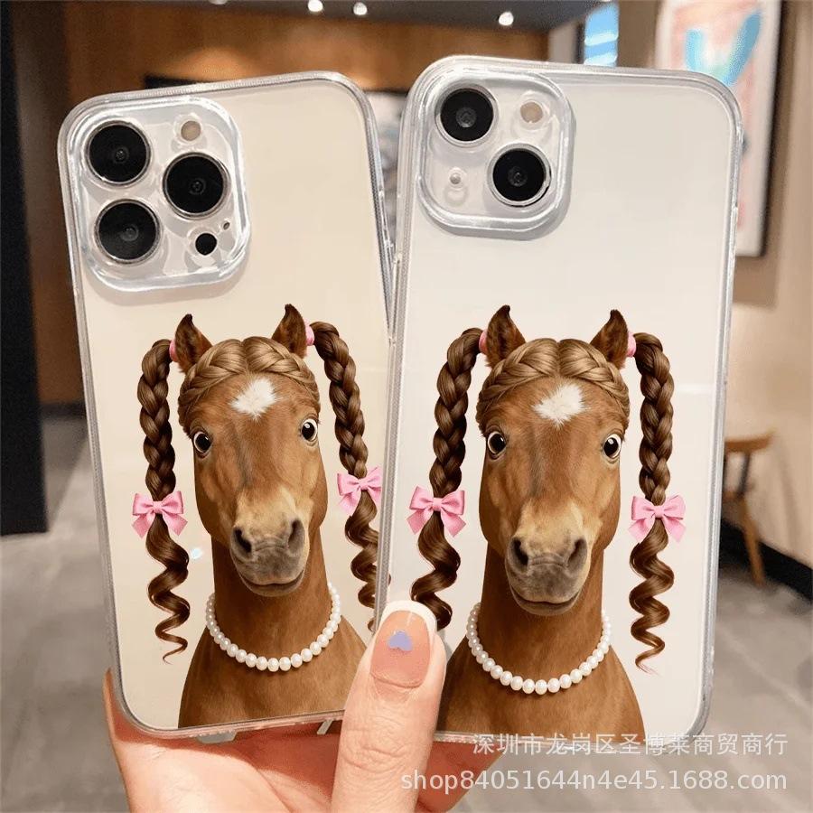 Ponytail Horse Is Suitable for Apple 15 Mobile Phone Case iPhone14Pro All-inclusive 11promax Anti-drop 16 Protective Case.