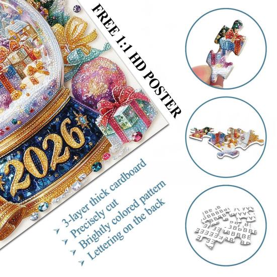 1024 ks/sada Vánoční falešná křišťálová koule Puzzle Zimní svátky Sobí spřežení Santa Claus Puzzle Domácí dekorace
