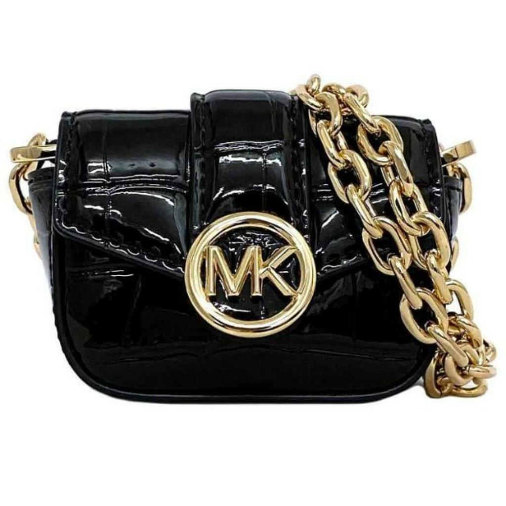 New MICHAEL KORS Carmen Artificial Leather Earphone Case Crossbody Bag Extra Small Women's Black 35F2GNMN4A-001