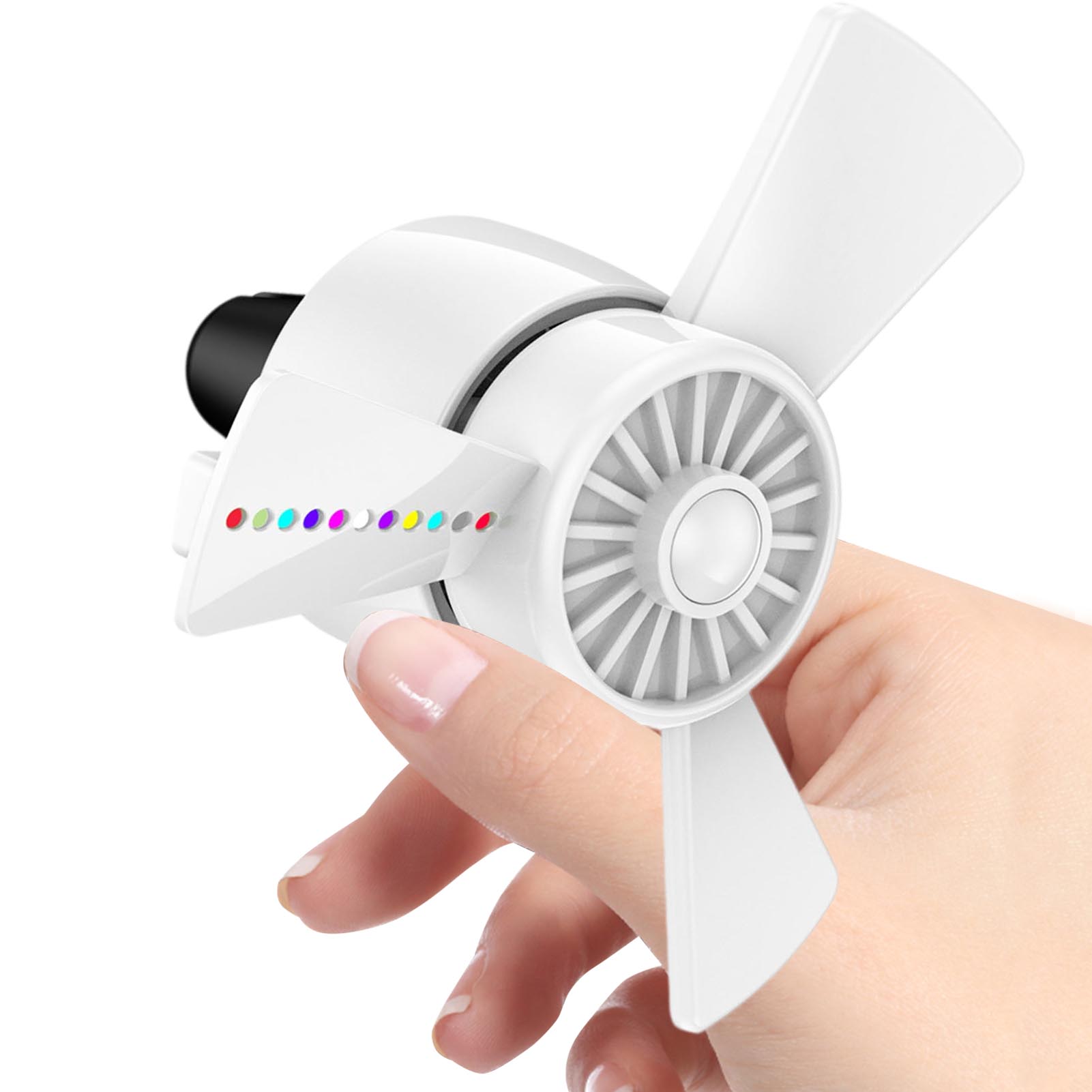 

Пропеллерные автомобильные освежители воздуха со светодиодной подсветкой Автомобильный вращающийся пропеллерный вентилятор для воздухозаборника Освежитель воздуха Клипсы для вентиляционных отверстий Essential Perfume белый