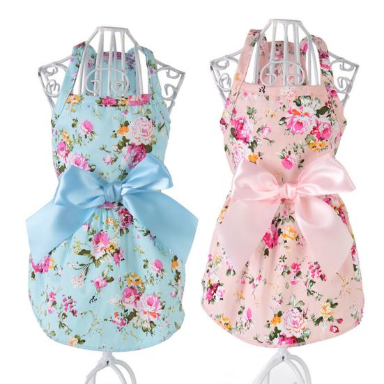 Pet Clothes - Flower Print Cotton Cute Pet Dress Cat Dog Costume Outfit Clothes