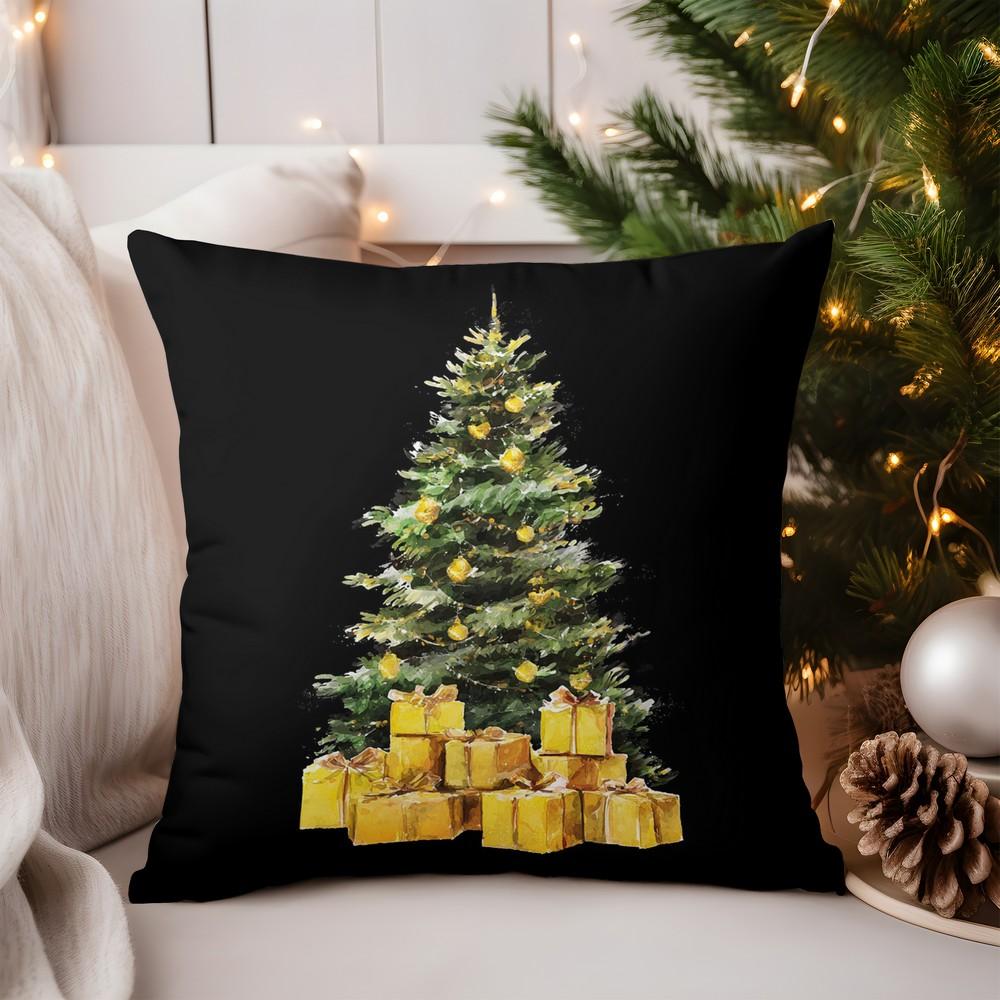 Home Decor Christmas Holly Pattern Pillow for Decor Pattern Cushion Cover Suitable for Sofa Bedroom Car Pillow Cover