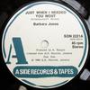 7inch Record BARBARA JONES  Just When I Needed You Most SON2221 A Side Records  1980 UK Reggae Ska  Dub Used