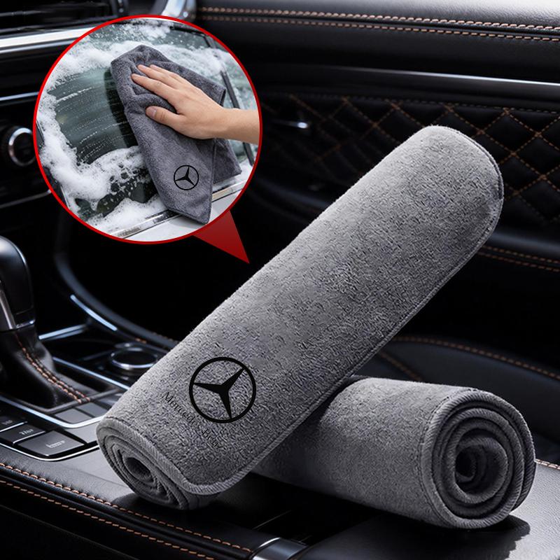 Car Double-Faced Plush Absorbent Towel Cleaning Cloth For Mercedes Benz AMG W204 W205 W211 W212 W213 W176 GLA CLA Stickers XZ0