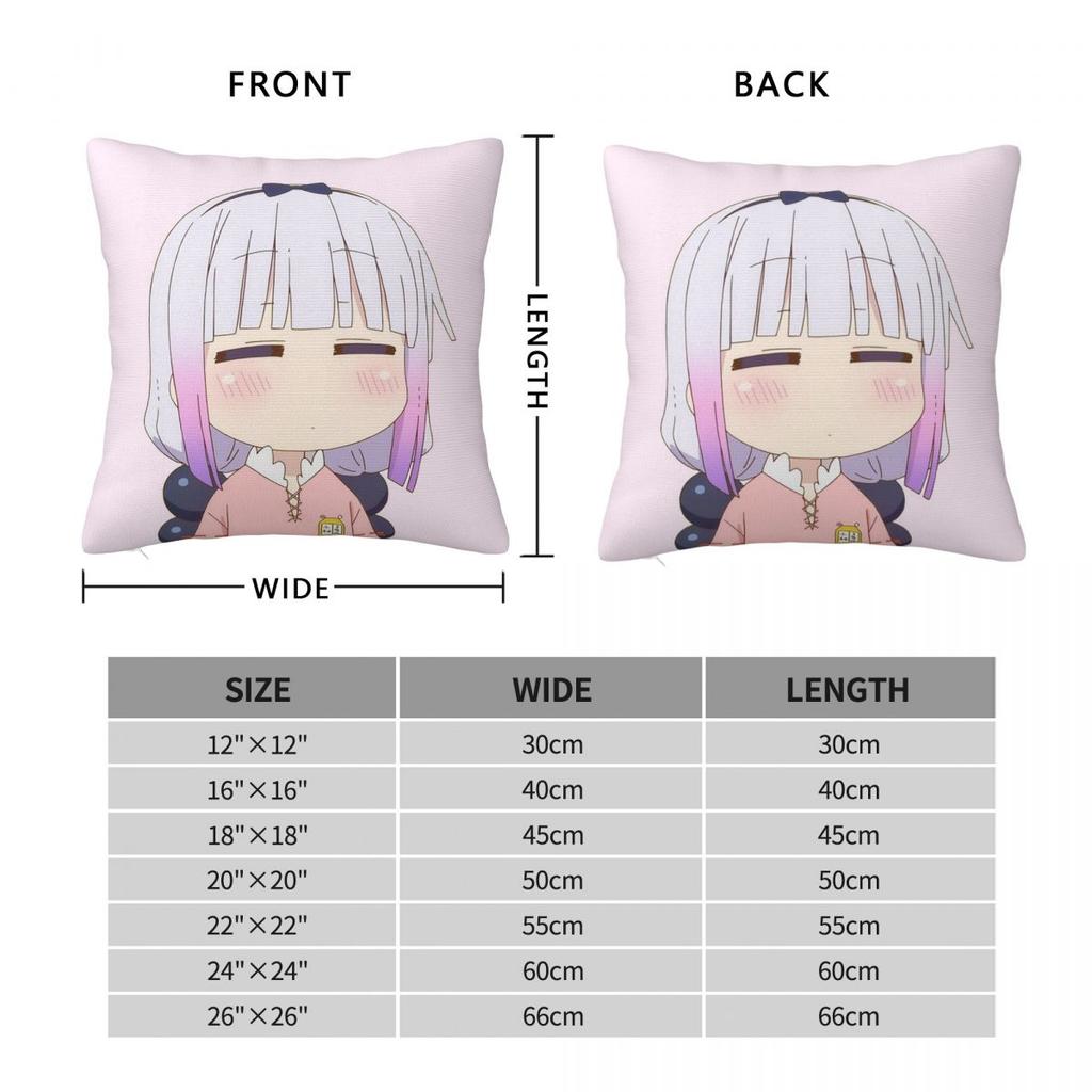 Anime Miss Kobayashis Dragon Maid Square Pillowcase Cushion Cover Pillow Case Throw Pillow Cover for Home Bedroom Car