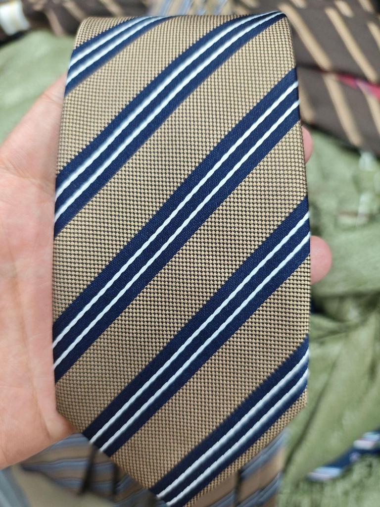 Unisex Japanese Academic Style Striped Tie In Coffee Khaki Brown for Students