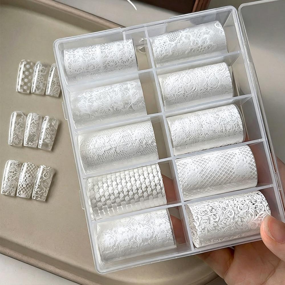 Iridescent Nail Transfer Stickers Lace Design Nail Decals Fashion Transfer Paper  Nail Decoration
