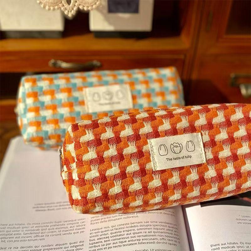 Crocheted Stylish Pencil Case—Cute and Minimalist Storage Pencil Case for Students—Large-Capacity Stationery Organizer