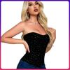 Women Slim Fitted Sequined Rhinestone Corset Top Waist Shaping Bustier