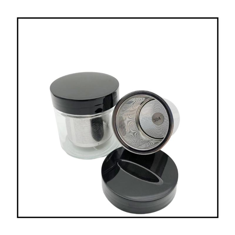Compact Jewelry Cleaning Jar With Metal Sieve For Beads Earrings Gemstones Safe Glass Container Metal Sieve for Beads