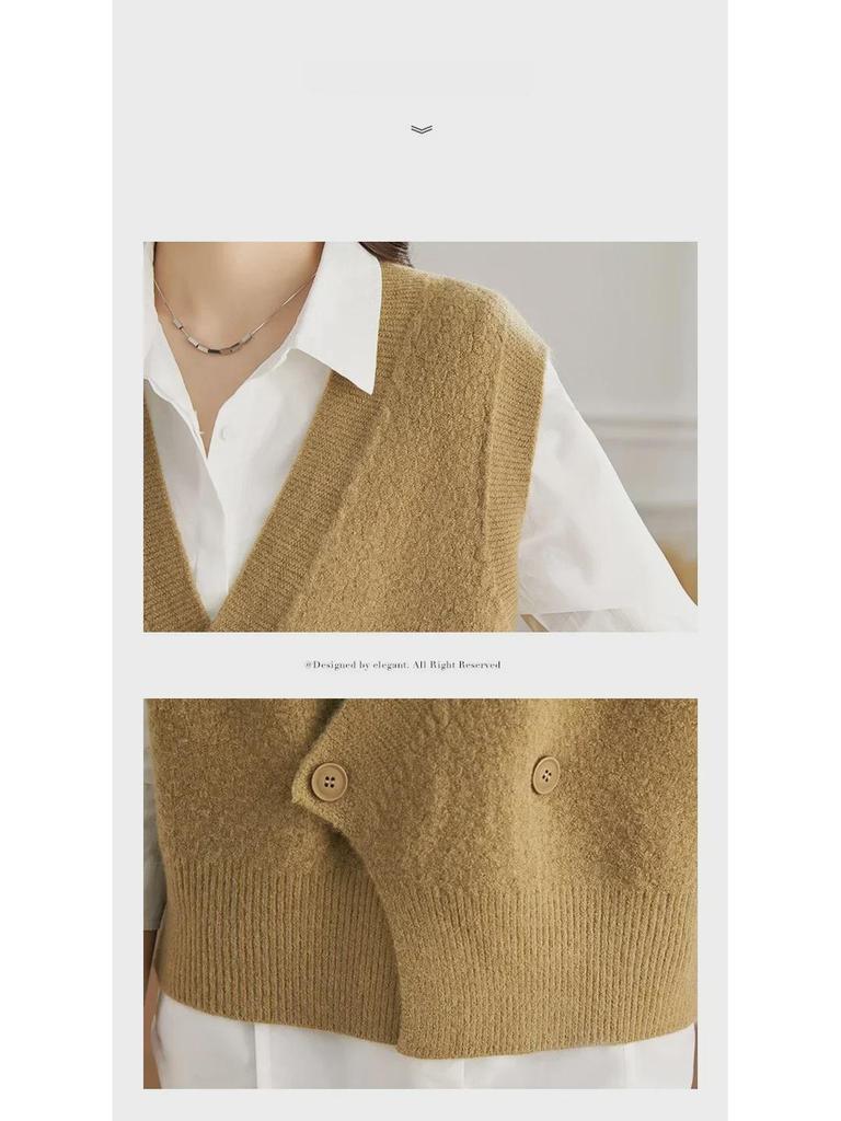 Trendy Women's Spring Knit Sweater Vest Cardigan