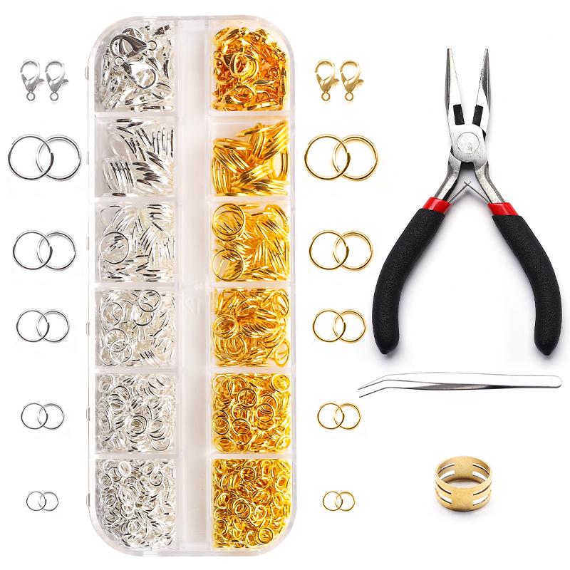 Jewelry Making Supplies Set Head Pins Lobster Clasps Chains Jump Rings Earrings Clasps Hooks for DIY Jewelry Making Accessories