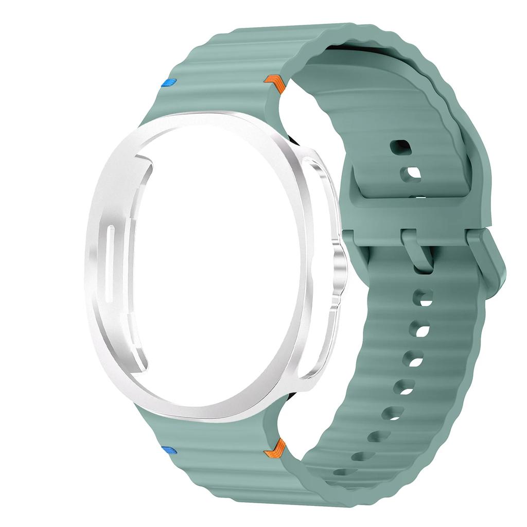 Silicone Strap+PC Case for Samsung Galaxy Watch 8 classic Wave Band Screen Protector Bumper for Galaxy Watch 8 classic 46mm