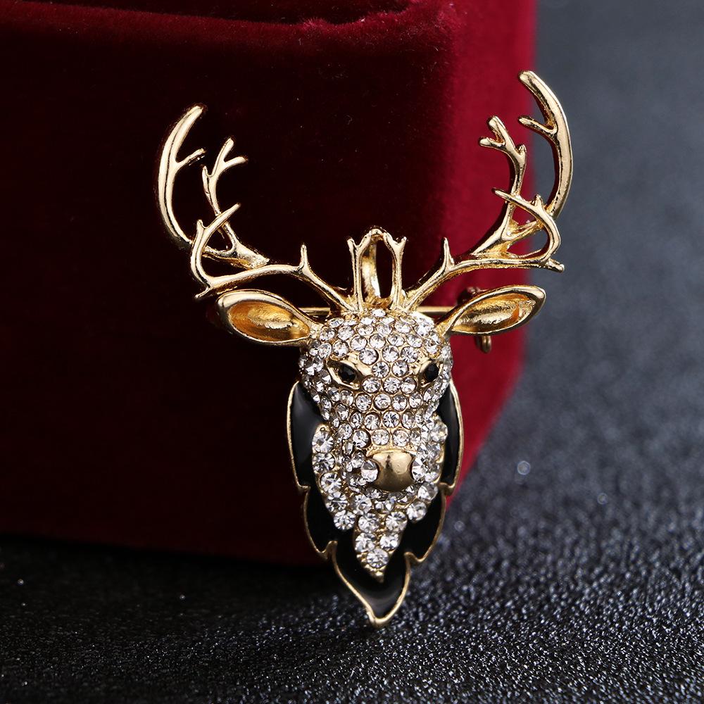 

Deer Head Rhinestone Brooch Pin - Fashion Jewelry for Coats & Jackets золотой
