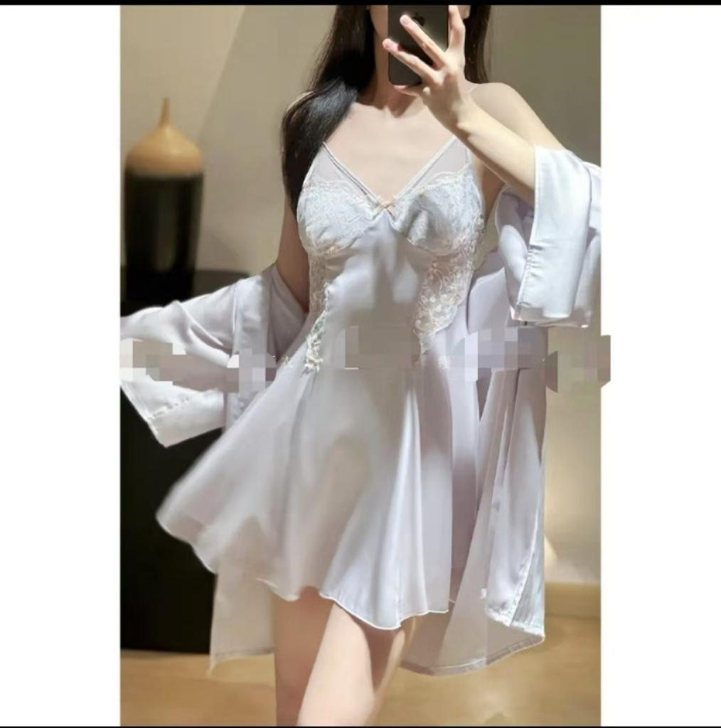 Sexy Pajamas Women's Ice Ribbon Chest Pad Colored Lace Summer Thin Suspender Pajamas Pure Desire Pajamas Loungewear