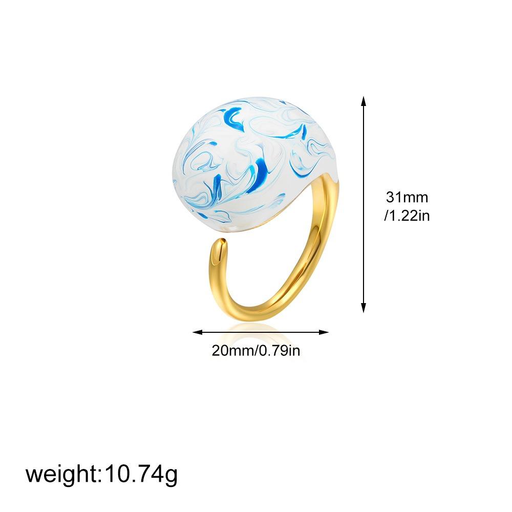 

Vintage Blue and White Porcelain Ring Blue Flower Irregular Opening Ring Girls Women Style 9