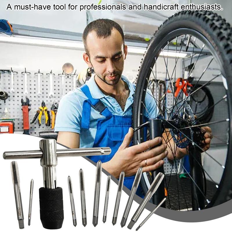 T-Handle Tap Wrench Set Threading Tapping Hand Tool Kit Ratcheting Tap Wrench T Type Thread Tapping Tool For Home Use