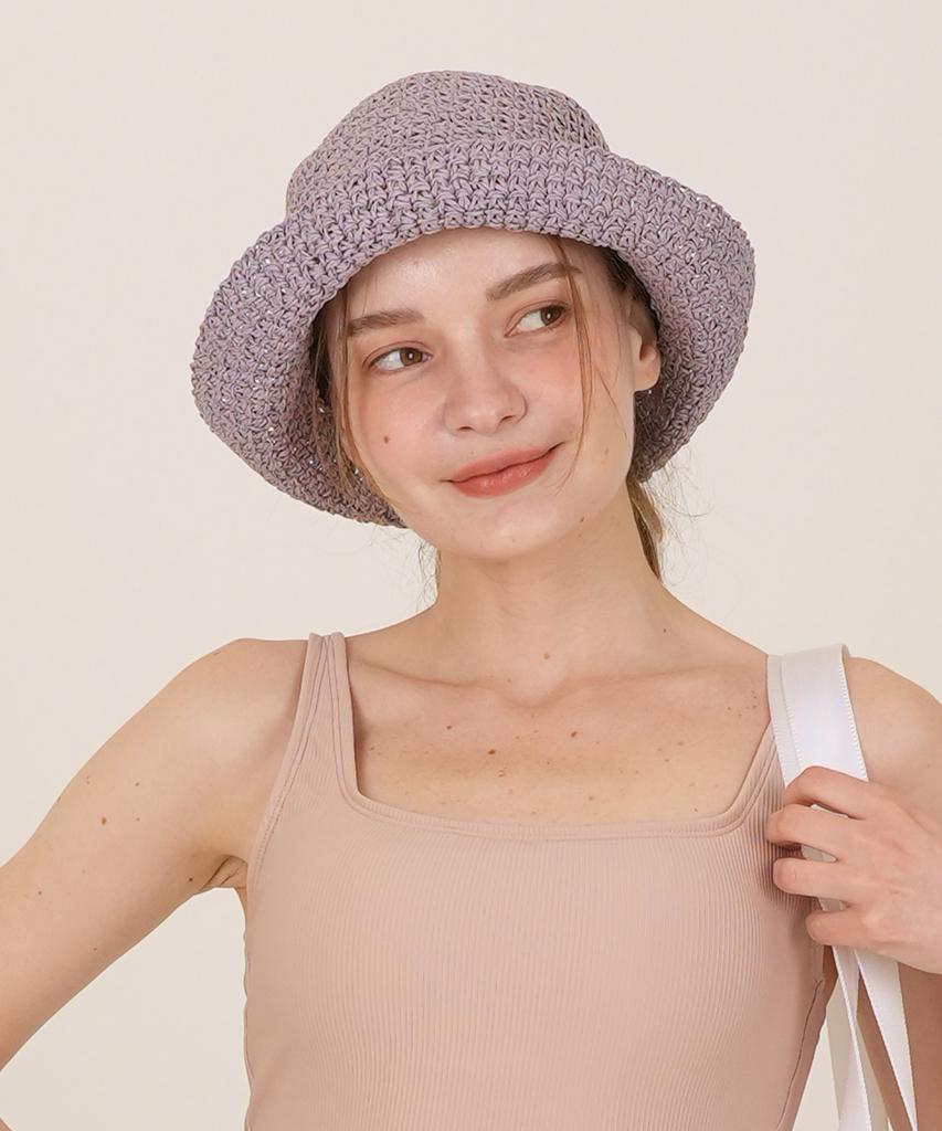 THE-ABON Beach Lia Knit Bucket Hat Purple