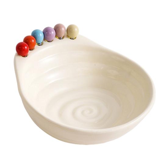 

Fruit Bowl with 6 Colorful Fruit Forks Large Capacity Spiral Bottom Bowl with Fork Storage Hole for Snacks And Parties білий