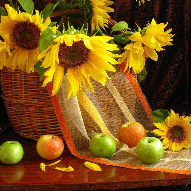 5D DIY Diamond Painting Full Round Sunflowers Embroidery Handmade Diamond Art