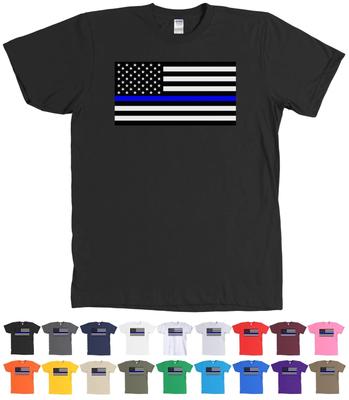 Thin Blue Line Police Support USA Flag Shirt American Law Enforcement - NEW