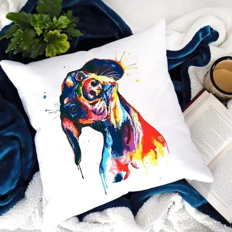 Dog Paw Print Watercolor Dog Pattern Pillow Cover Suitable for Home Hotel Car Cushion Cover Decorative Sofa Chair Pillow Cover