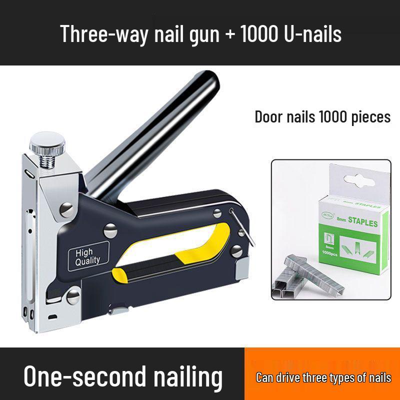 Three-in-One Handheld Woodworking Staple and Brad Nailer for Cabinets and Sofas