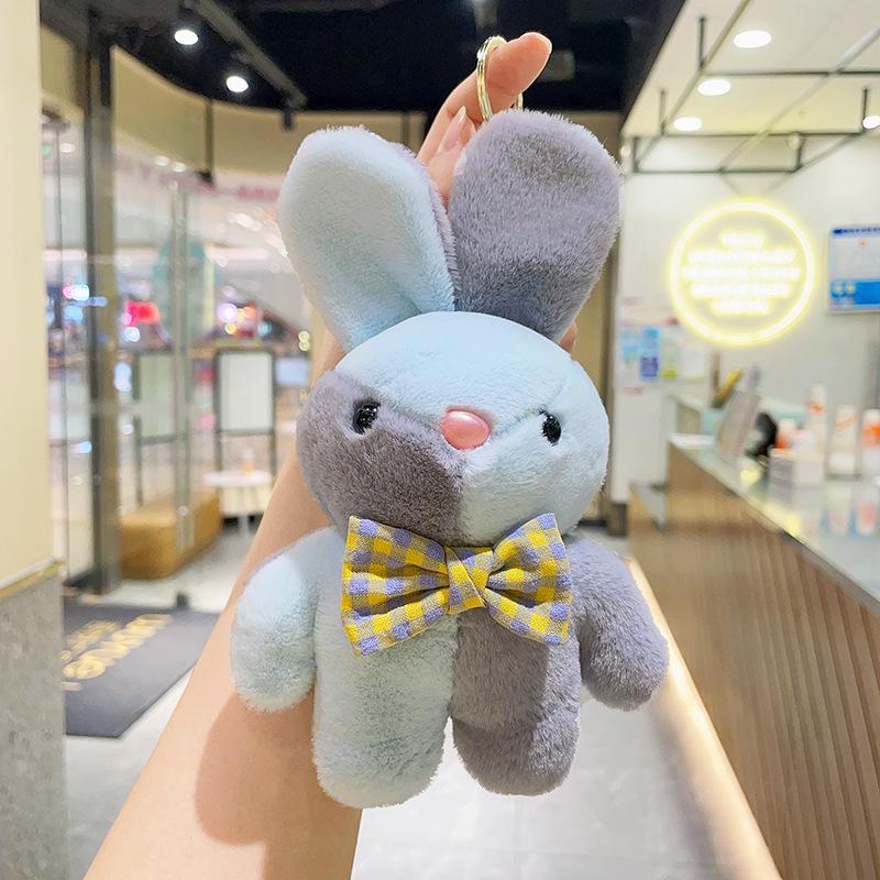 Cartoon Kawaii Colorful Rabbit Plush Doll Keychain Pendant Creative Ins Cute Soft Rabbit Plush Backpack Pendant Birthday Gift