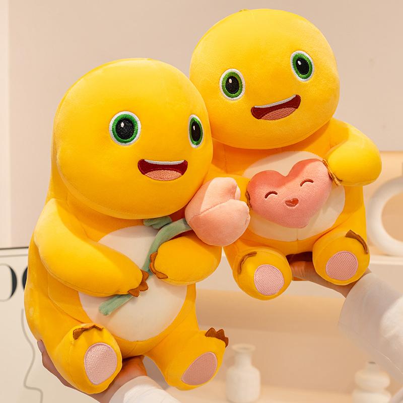 Soft Cute Nailong Milk Dragon Plush Toy Stuffed Animals Dinosaur with Heart Rose Flower Cuddly Plushie for Kids Birthday Gift
