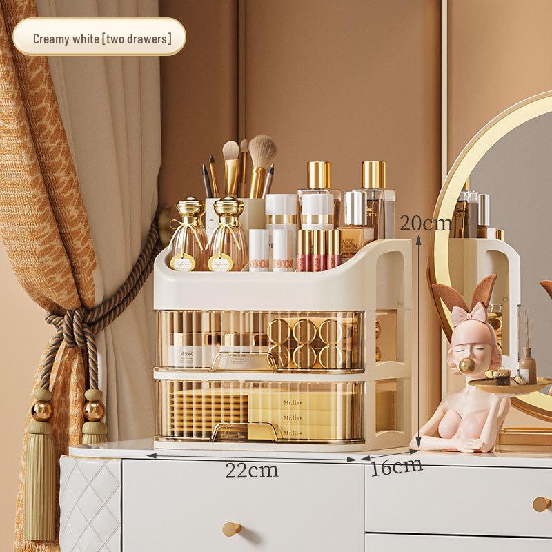 High-End Dustproof Plastic Makeup Storage Box with Compartments for Skincare Organizing