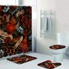 Old School Tattoo Art Shower Curtain Set For Bathroom Vintage Punk Skull Anchor Dagger Curtains Rug Mat Halloween Decor
