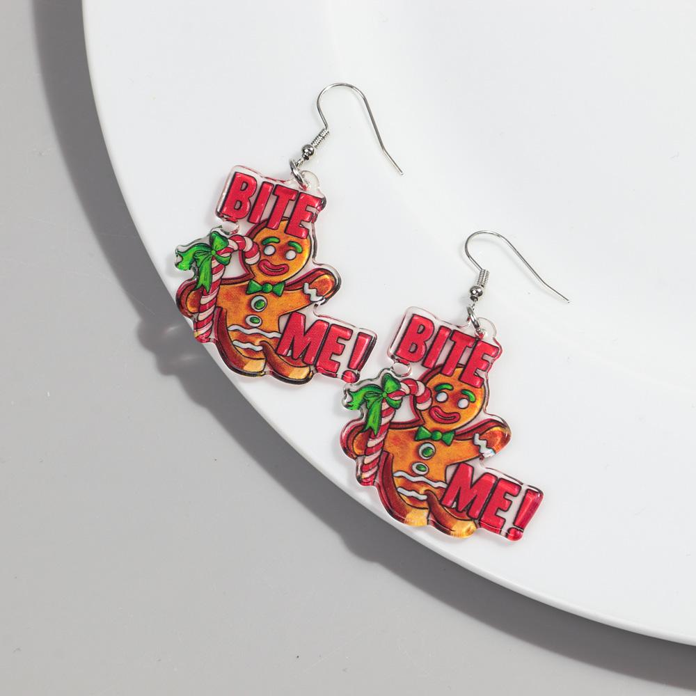 

Creative HOHOHO Santa Claus Acrylic Earrings for Women Cute Funny Gingerbread Man Dangle Earring Christmas Jewelry Gifts