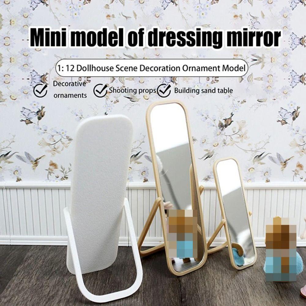 

Simulation Full Body Dressing Mirror Miniature Doll House Accessories Furniture Decoration 1/12 Beige