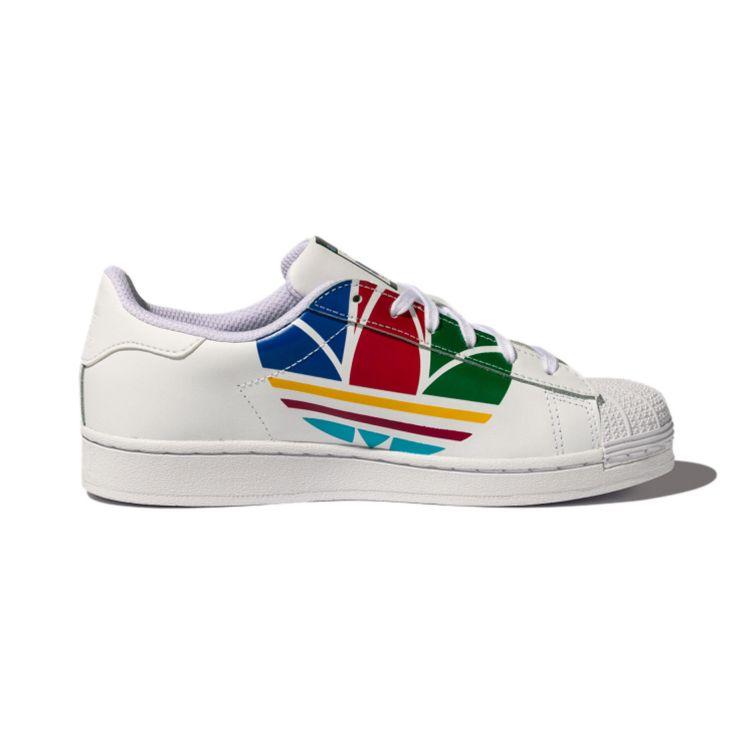 Adidas Superstar Pure J Colorful Trefoil - Cloud White Kids Sneakers Red Blue FW4008