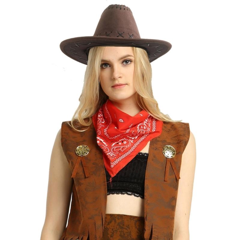 Klassische Cow-Boy-Kostüme Enthält Cow-Boy-Hut Westen Schal Bequeme Kleidung für Männer Frauen Halloween-Party Cos-Play