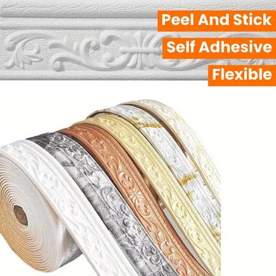 1PC 10m/393.7inch 3D Self Adhesive Sticker Wall Trim Line Skirting Border Decor Household Living Room DIY TV Background Stickers