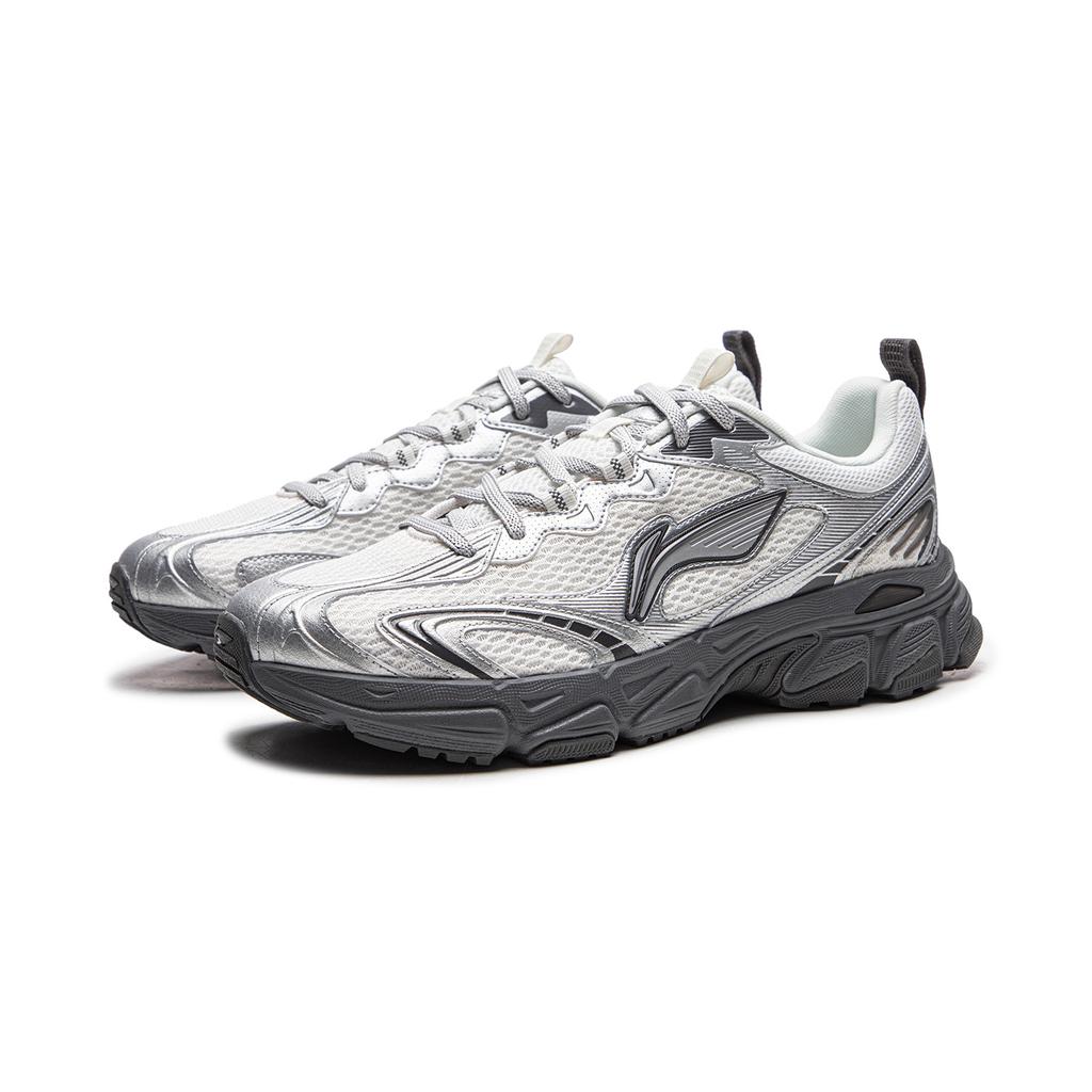 Li Ning Cushioning Abrasion Resistant Breathable Low Top Running Shoes Men's White Silver ARXW023-4