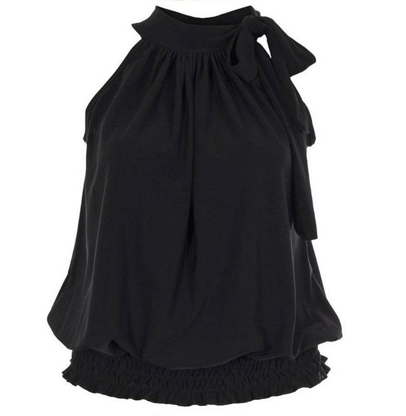 Elegant Women Sleeveless Lotus Chiffon Shirt Exuding Timeless Style For Office Wear