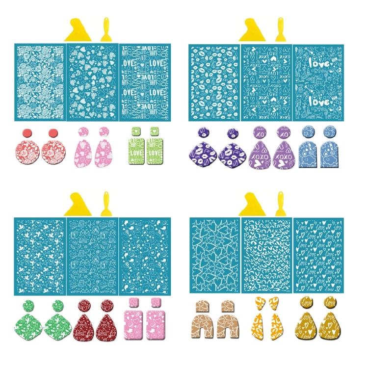 Heart Silk Screen Stencil Clay Silkscreen Print for DIY Printing Earring Scraper