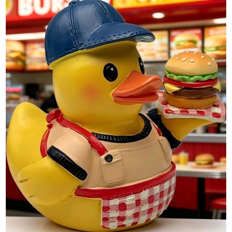

Funny Burger Duck - Unique Cute Cartoon Food Figurine,Realistic Food Art Model,Desk Decor for Home Office Hamburger Restaurant style A