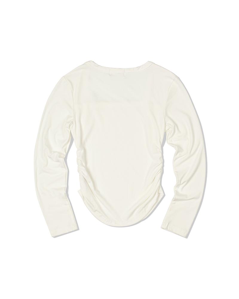 Moa Square Neck Shirred Long Sleeve (Ivory)