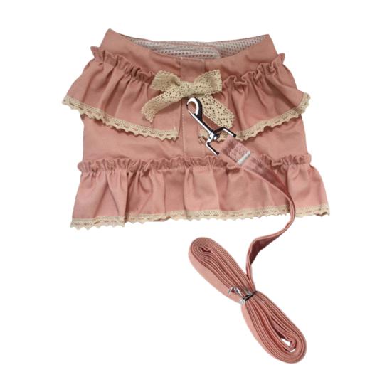 

Поводок для домашних животных Галстук-бабочка Плиссированные края с пышными рукавами и кружевной подшивкой для собак XS розовый