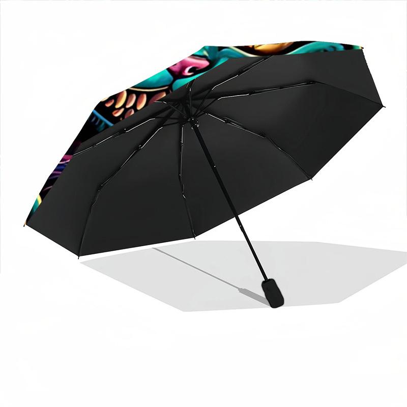 1pc Whimsical Feline Automatic Folding Umbrella, 8-Rib Sturdy Canopy, Portable Travel Umbrella for Outdoor Use,117