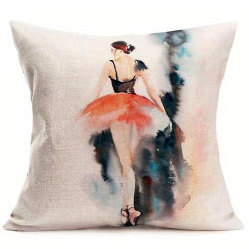 Watercolor Ballet Dancers Pattern Doublesided Printed pillow cover Short plush Suitable living rooms sofas throw cushion cover