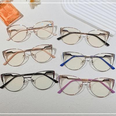 New Fashion Anti Blue Light Blocking Glasses Women Retro Cat Eye Frame Clear Lens Simple Female Eyeglasses