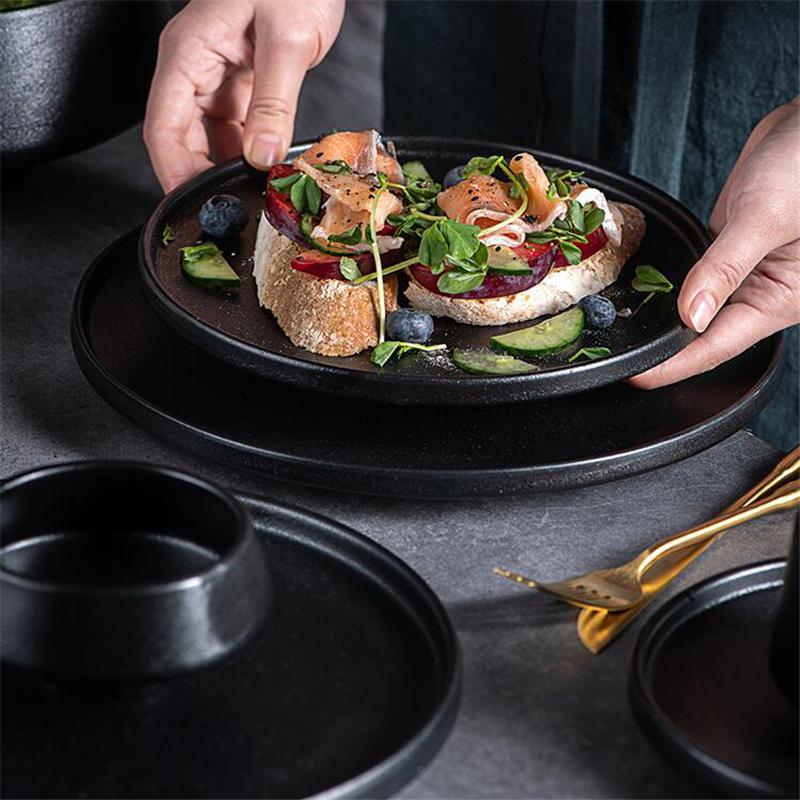 Mísa na nudle polévková mísa salátová mísa vysoká noha Západní talíř steakový talíř zeleninový talíř Kreativní keramické nádobí rýže