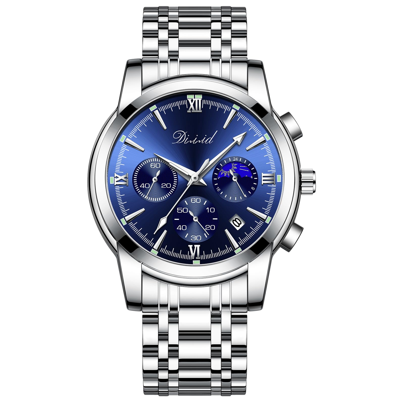 

DIZIZID Men s Quartz Chronograph Watch, Popular, Business Watch, Fashionable, Multi-functional Watch, Stainless Steel,