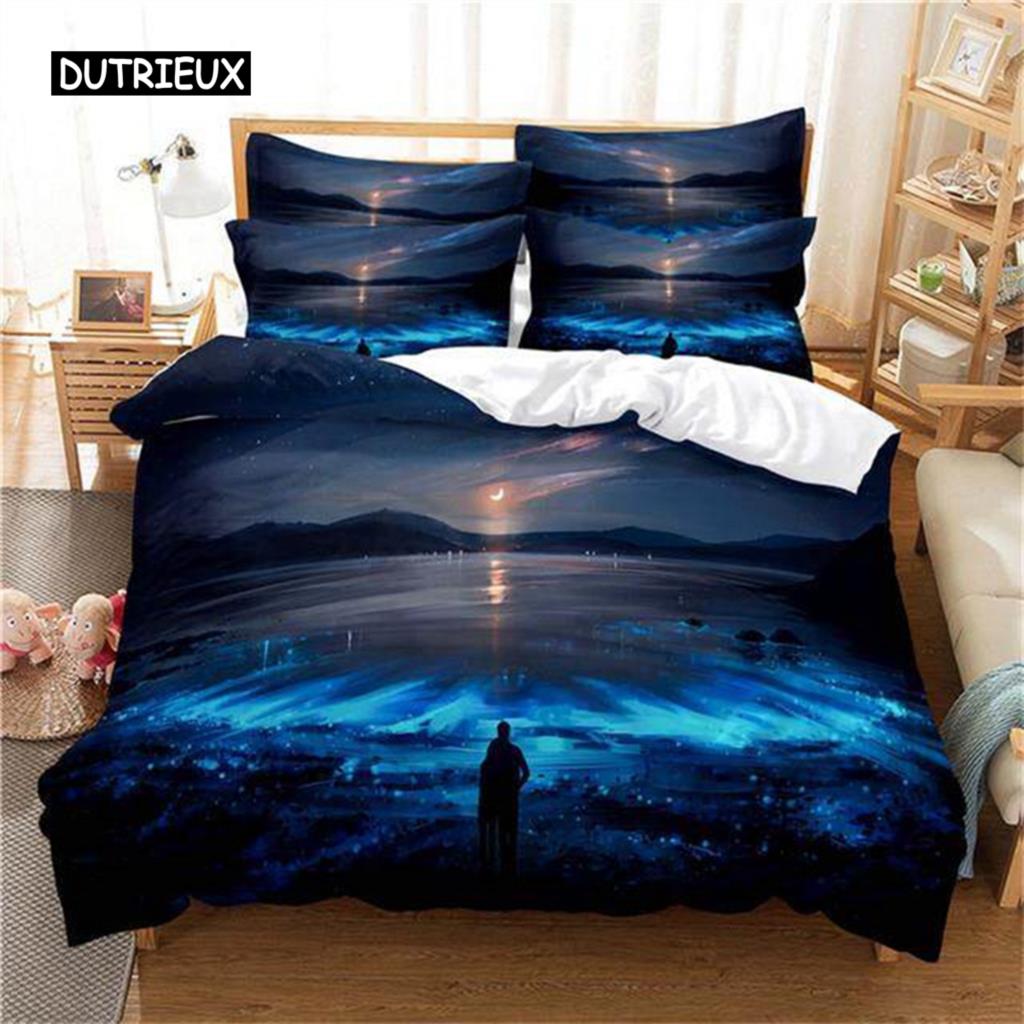 Beach Scenery Duvet Cover Summer Hawaii Landscape Bedding Set Twin Full King For Girl Boys Microfiber Tropical Trees Quilt Cover